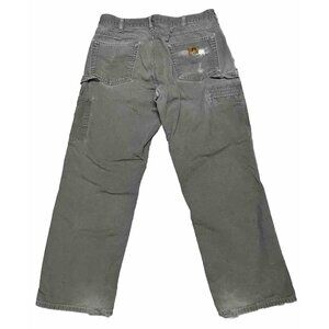 Carhartt Pants Mens 34x30 Gray Loose Original Fit Carpenter *Rips And Wear*